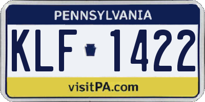 PA license plate KLF1422