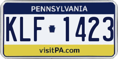 PA license plate KLF1423