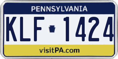 PA license plate KLF1424
