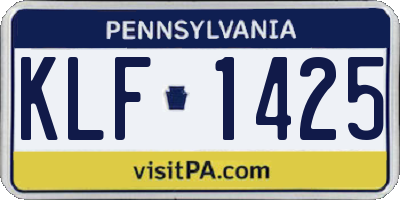 PA license plate KLF1425