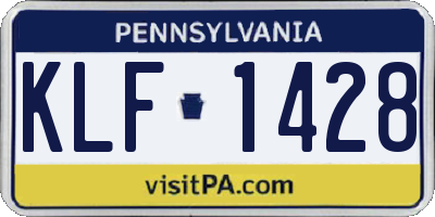 PA license plate KLF1428