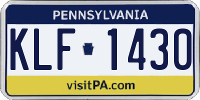 PA license plate KLF1430