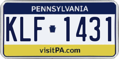 PA license plate KLF1431