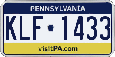 PA license plate KLF1433