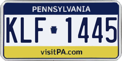 PA license plate KLF1445
