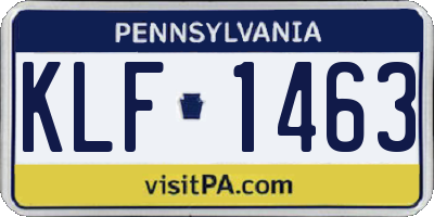 PA license plate KLF1463