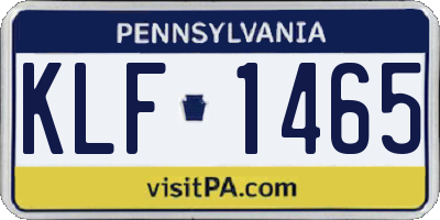 PA license plate KLF1465