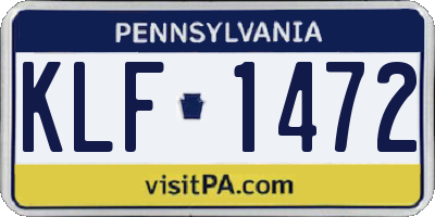 PA license plate KLF1472