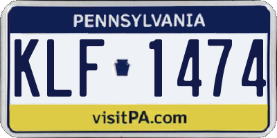 PA license plate KLF1474