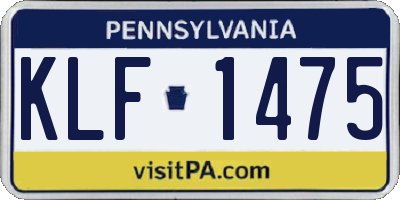 PA license plate KLF1475