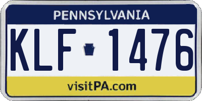 PA license plate KLF1476