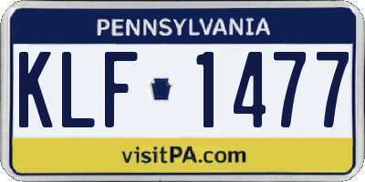 PA license plate KLF1477