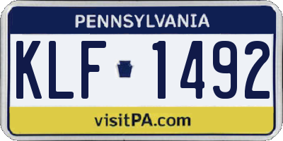 PA license plate KLF1492