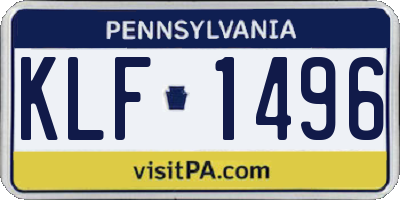 PA license plate KLF1496