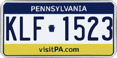 PA license plate KLF1523