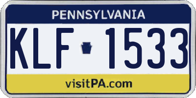 PA license plate KLF1533