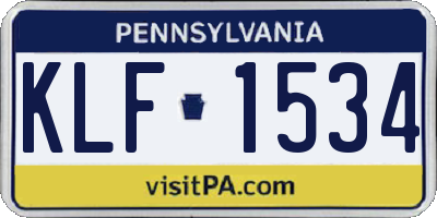 PA license plate KLF1534