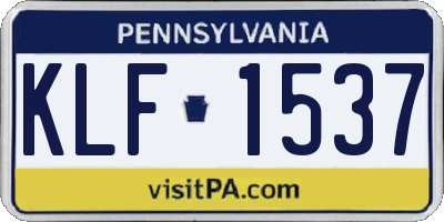 PA license plate KLF1537