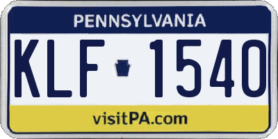 PA license plate KLF1540