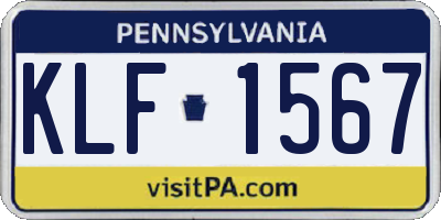 PA license plate KLF1567