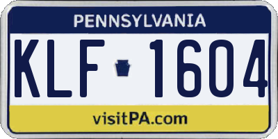 PA license plate KLF1604