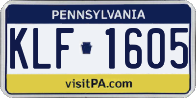 PA license plate KLF1605