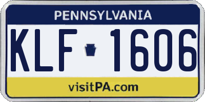 PA license plate KLF1606