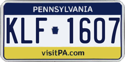 PA license plate KLF1607