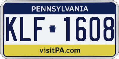 PA license plate KLF1608