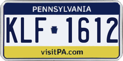 PA license plate KLF1612