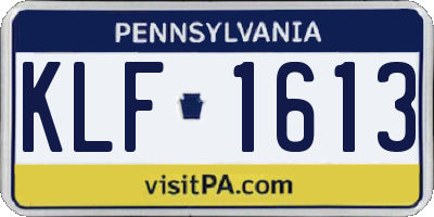 PA license plate KLF1613