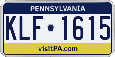 PA license plate KLF1615