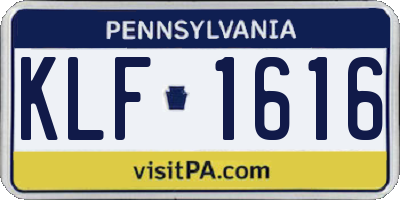 PA license plate KLF1616