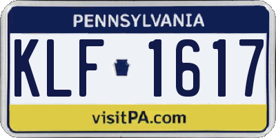 PA license plate KLF1617