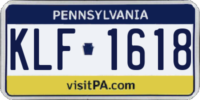 PA license plate KLF1618