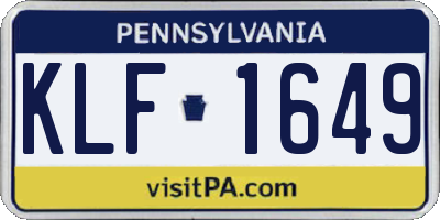 PA license plate KLF1649