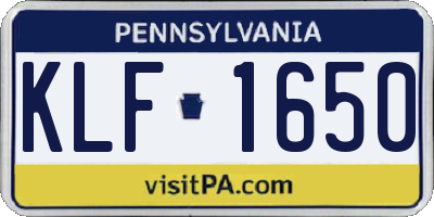 PA license plate KLF1650