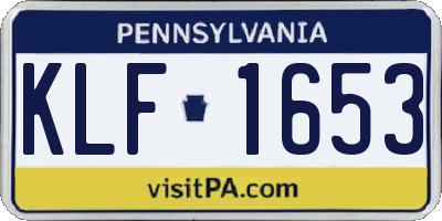 PA license plate KLF1653