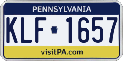 PA license plate KLF1657
