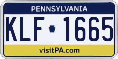 PA license plate KLF1665