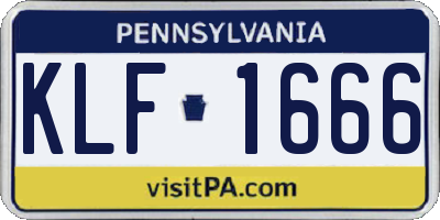 PA license plate KLF1666