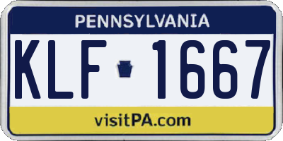 PA license plate KLF1667