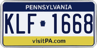 PA license plate KLF1668