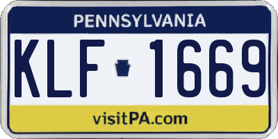 PA license plate KLF1669