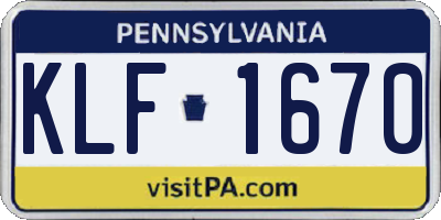 PA license plate KLF1670