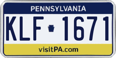 PA license plate KLF1671