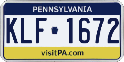 PA license plate KLF1672