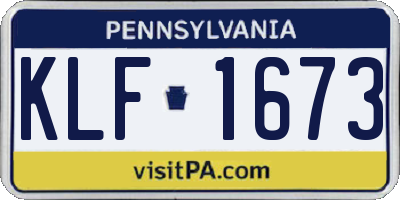 PA license plate KLF1673