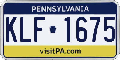 PA license plate KLF1675