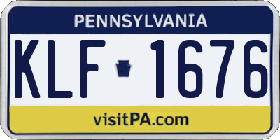 PA license plate KLF1676
